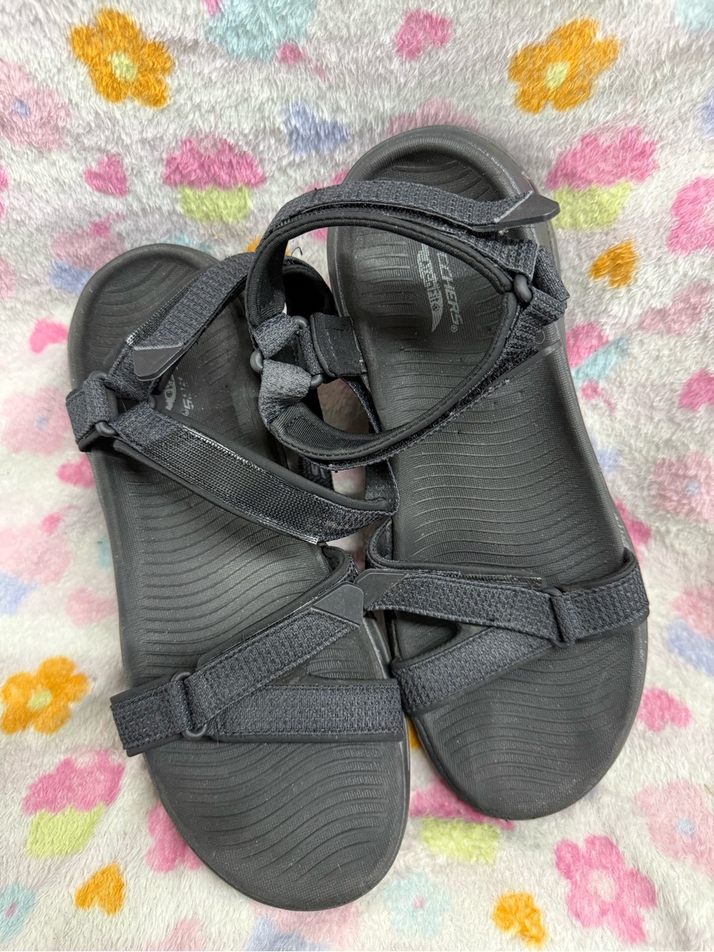 Skechers Go Walk Black Adjustable Strap Sport Sandals